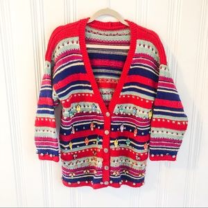 Vintage Peruvian Hand Knit Striped Sweater